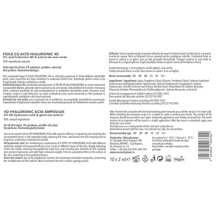Fiole cu 6% acid hialuronic 4D