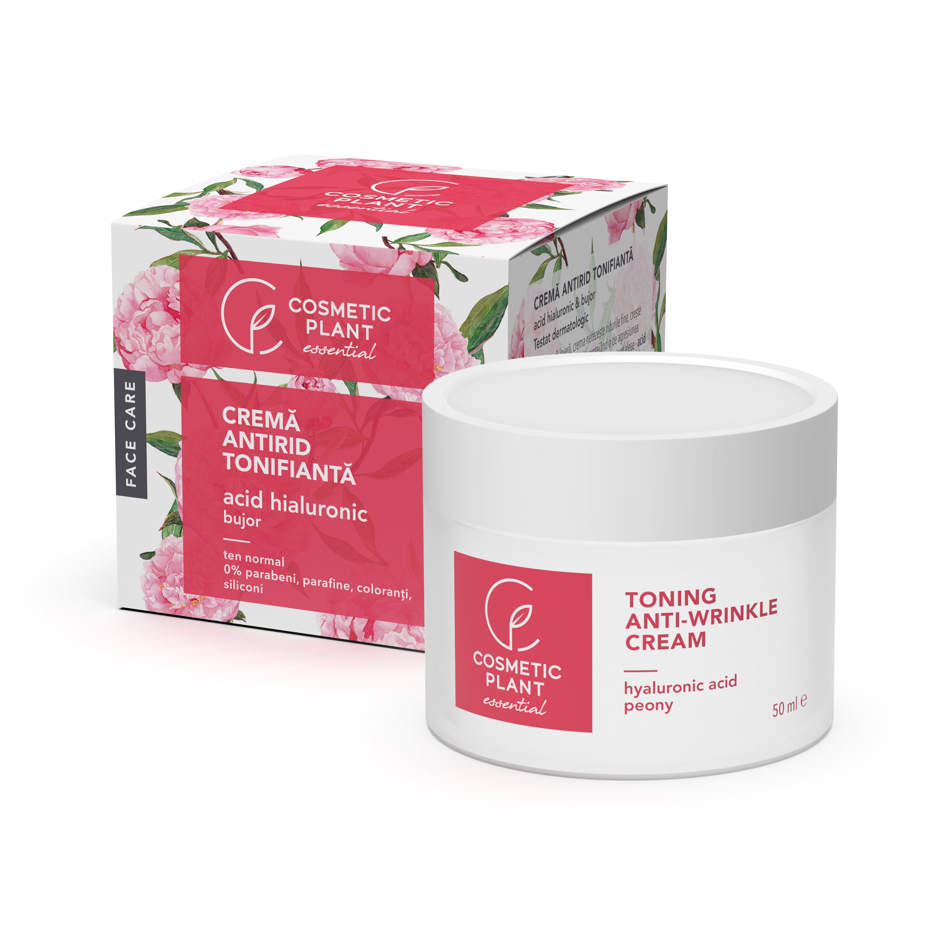 Cremă antirid tonifiantă cu acid hialuronic & bujor – COSMETIC PLANT