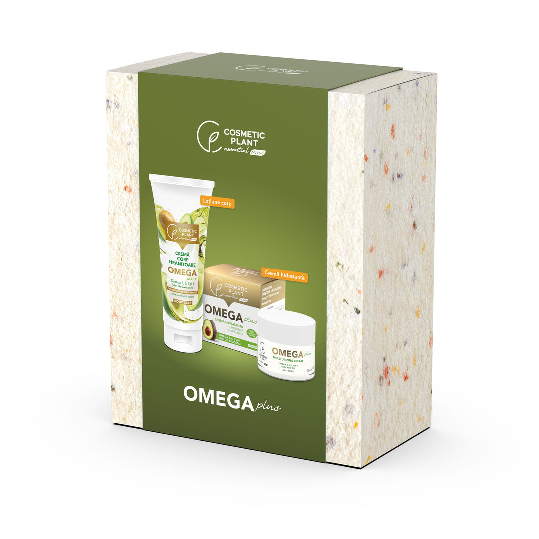 Set cadou OMEGA Plus - Cremă hidratantă emolientă și catifelantă OMEGA Plus – 50 ml + Cremă de corp hrănitoare OMEGA Plus – 200 ml
