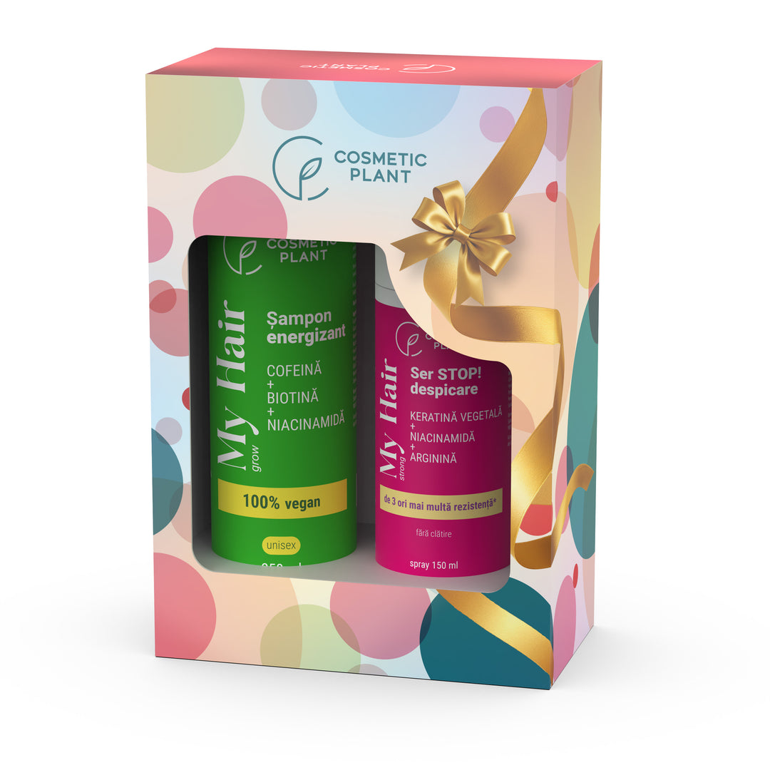 Set cadou MY HAIR - Șampon energizant 250 ml + Ser STOP! despicare 150 ml