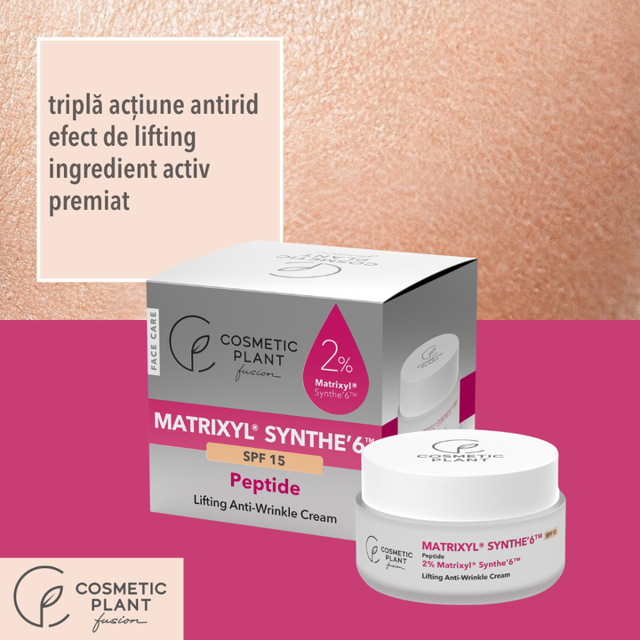 Cremă antirid cu efect de lifting cu 2% Matrixyl® Synthe’6 ™ & ulei de măsline organic - SPF 15