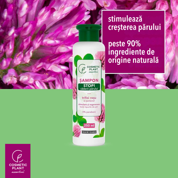 Șampon STOP! căderii părului cu trifoi roşu şi pantenol