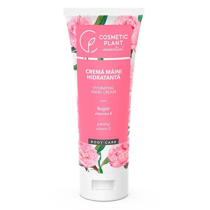 Cremă mâini hidratantă cu acid hialuronic, bujor & vitamina E