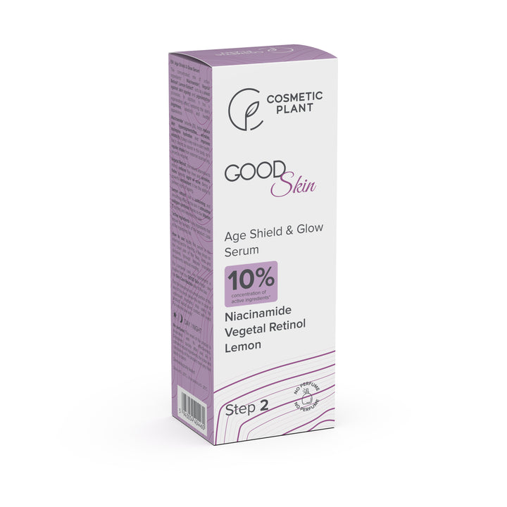 GOOD Skin – Age Shield & Glow Serum cu Niacinamidă, Vegetal Retinol și Extract de lămâie