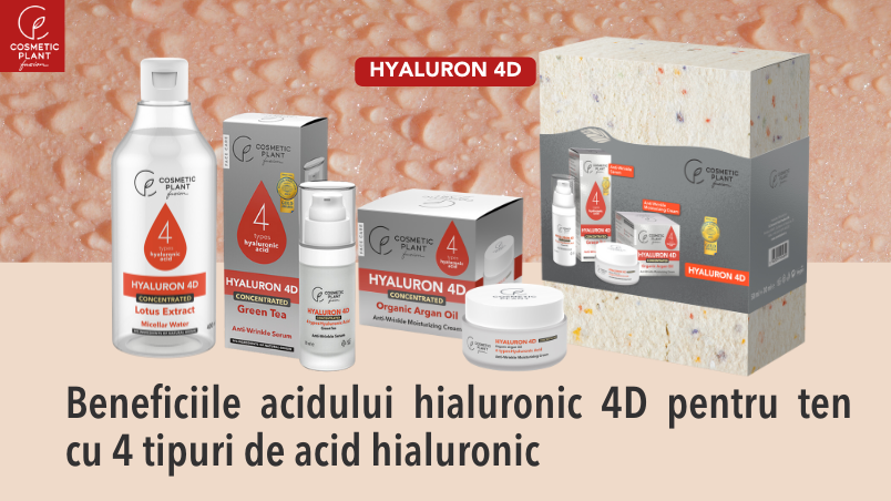Acid Hialuronic 4D și beneficiile pentru ten - Gama HYALURON 4D de la COSMETIC PLANT