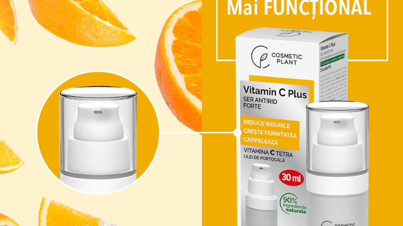 La cererea clientelor, serul antirid forte Vitamin C Plus este disponibil acum în sticlă cu pompiță și la dublu gramaj