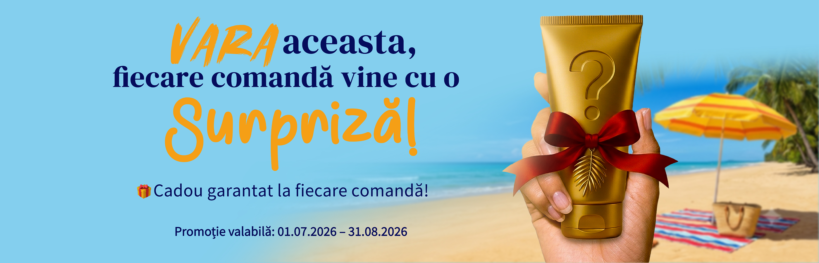 Banner promotie vara 2026 la Cosmetic Plant, cadou la fiecare comanda