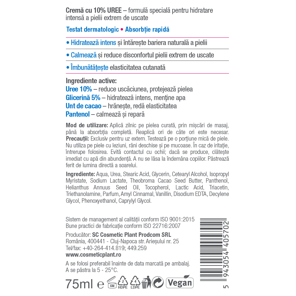 Active Care - Cremă cu 10% Uree pentru piele extrem de uscată