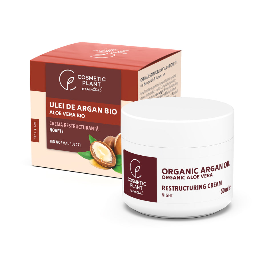 Cremă restructurantă de noapte cu ulei de argan bio si extract bio de aloe vera