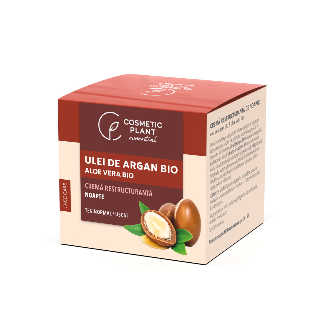 Cremă restructurantă de noapte cu ulei de argan bio si extract bio de aloe vera