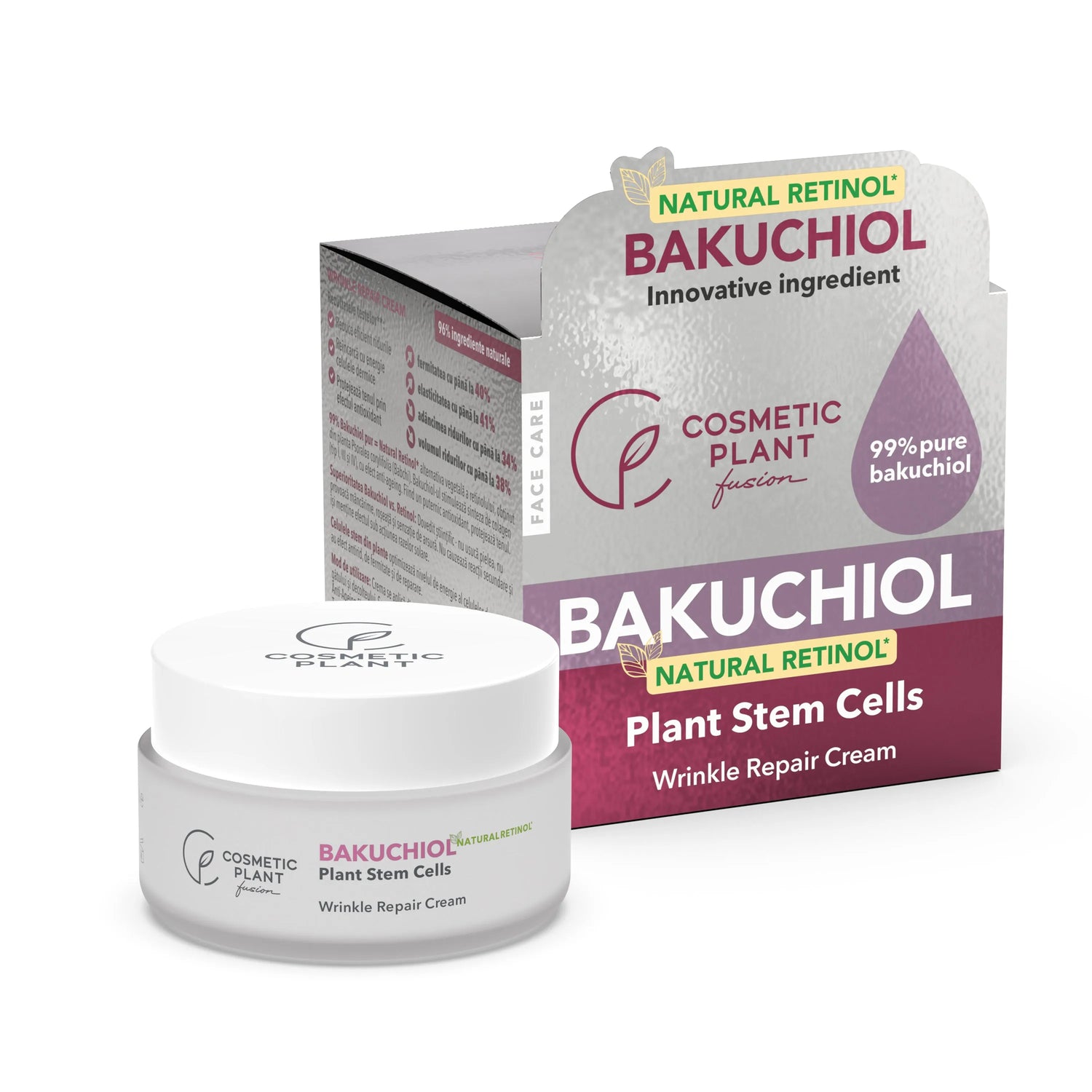 BAKUCHIOL – Wrinkle Repair Cream cu Bakuchiol 99% puritate (Natural Retinol*) și Celule stem din plante
