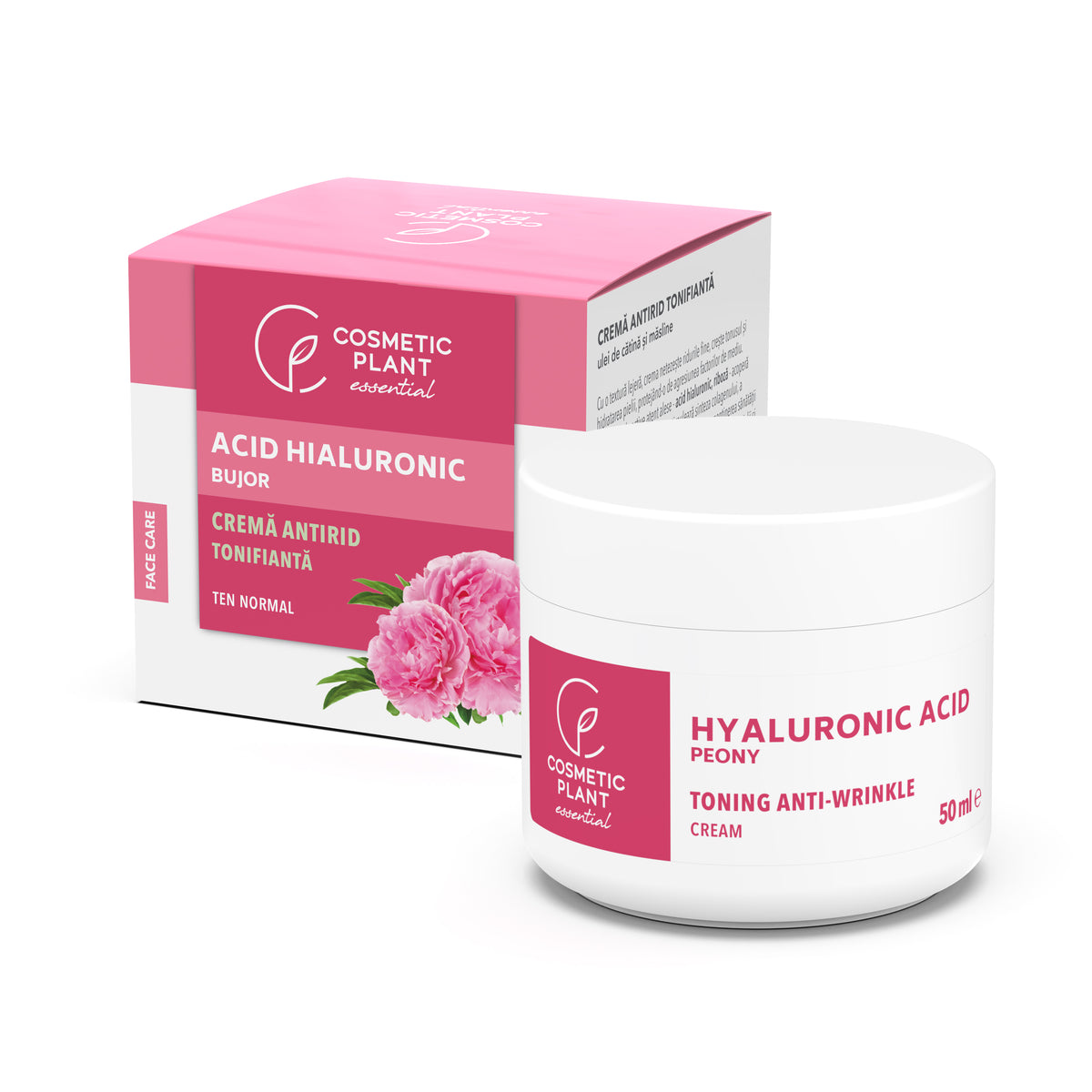 Cremă antirid tonifiantă cu acid hialuronic & bujor