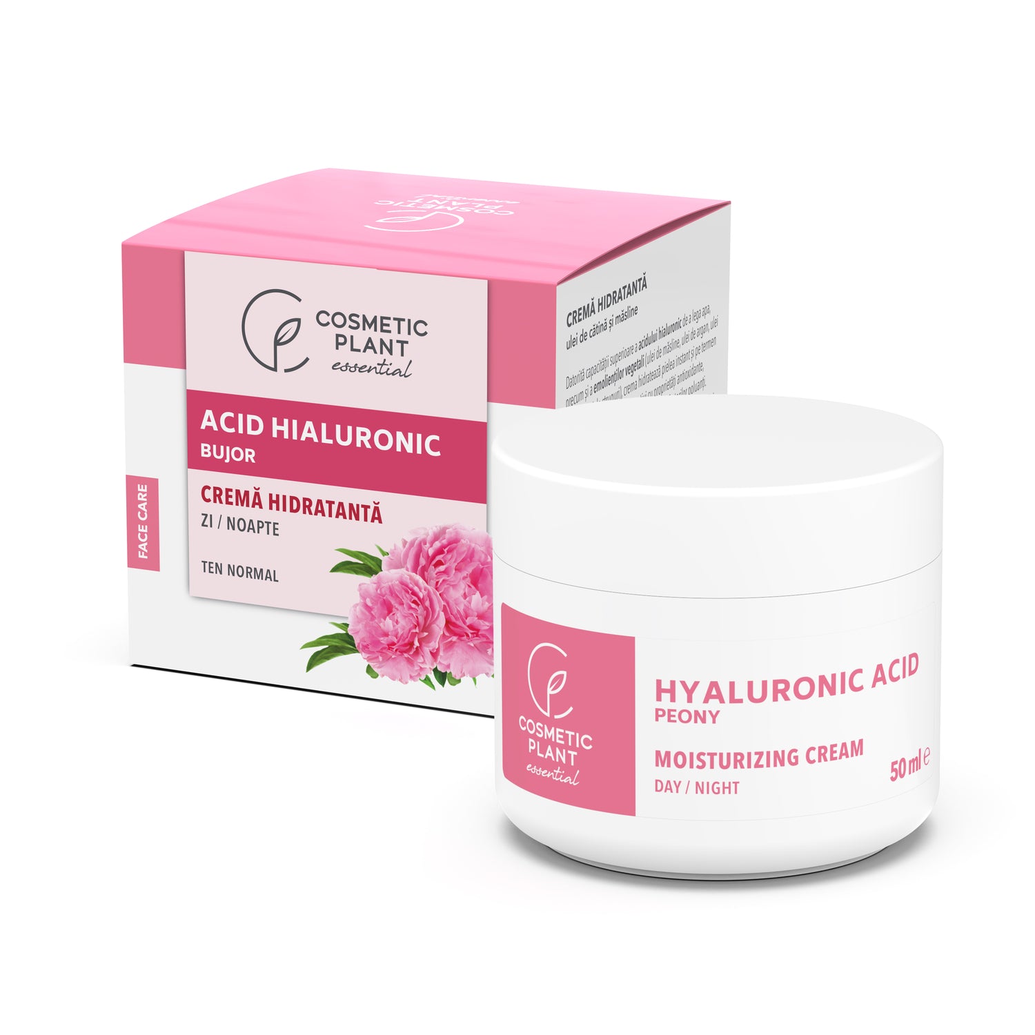 Cremă hidratantă cu acid hialuronic & bujor