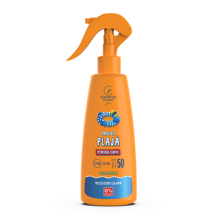 Emulsie plajă rezistentă la apă pentru copii SPF50 cu ulei de cătină