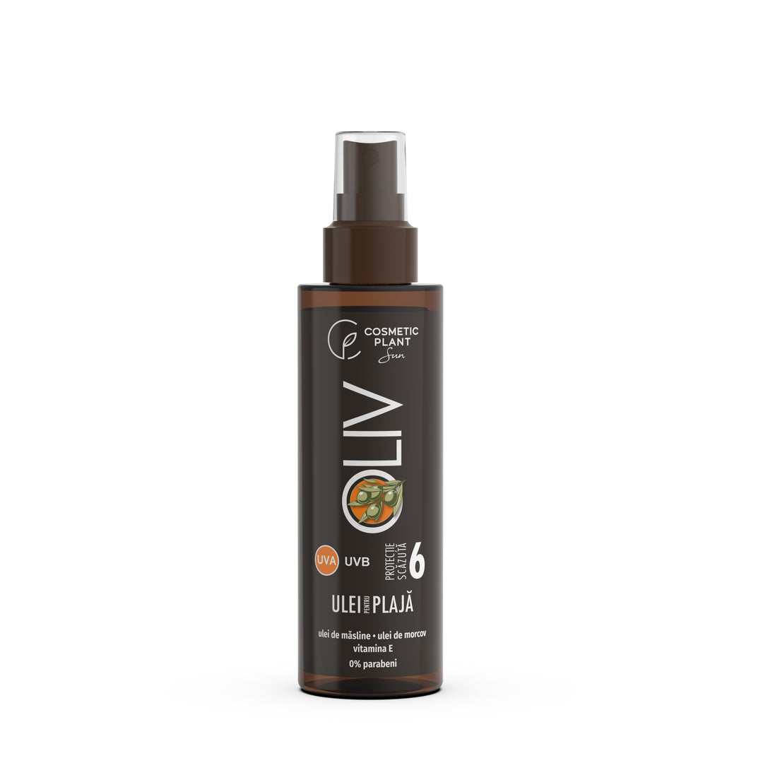 Ulei pentru plajă OLIV SPF 6 cu ulei de morcov, ulei de măsline şi vitamina E (150 ml)