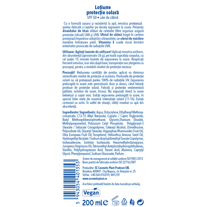 Loțiune protecție solară SPF50