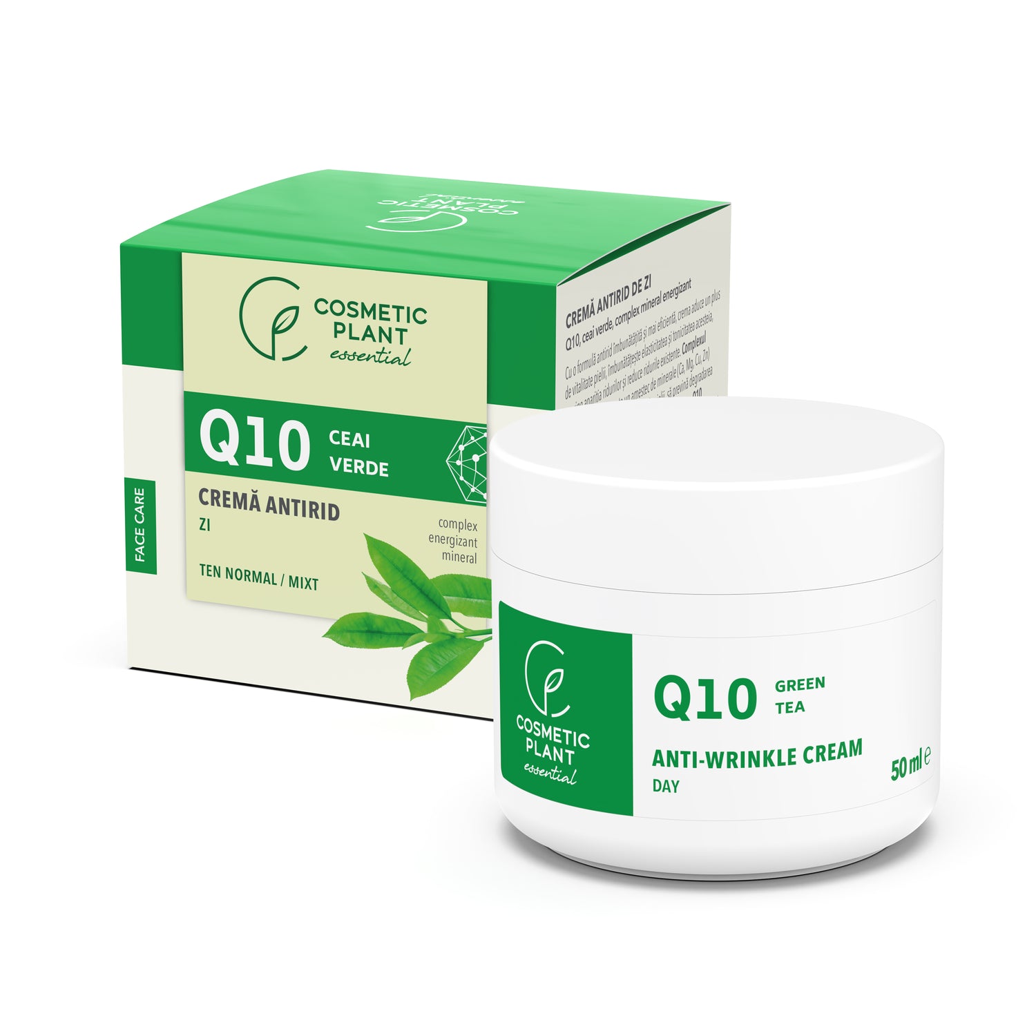 Cremă antirid de zi Q10 + ceai verde și complex mineral energizant