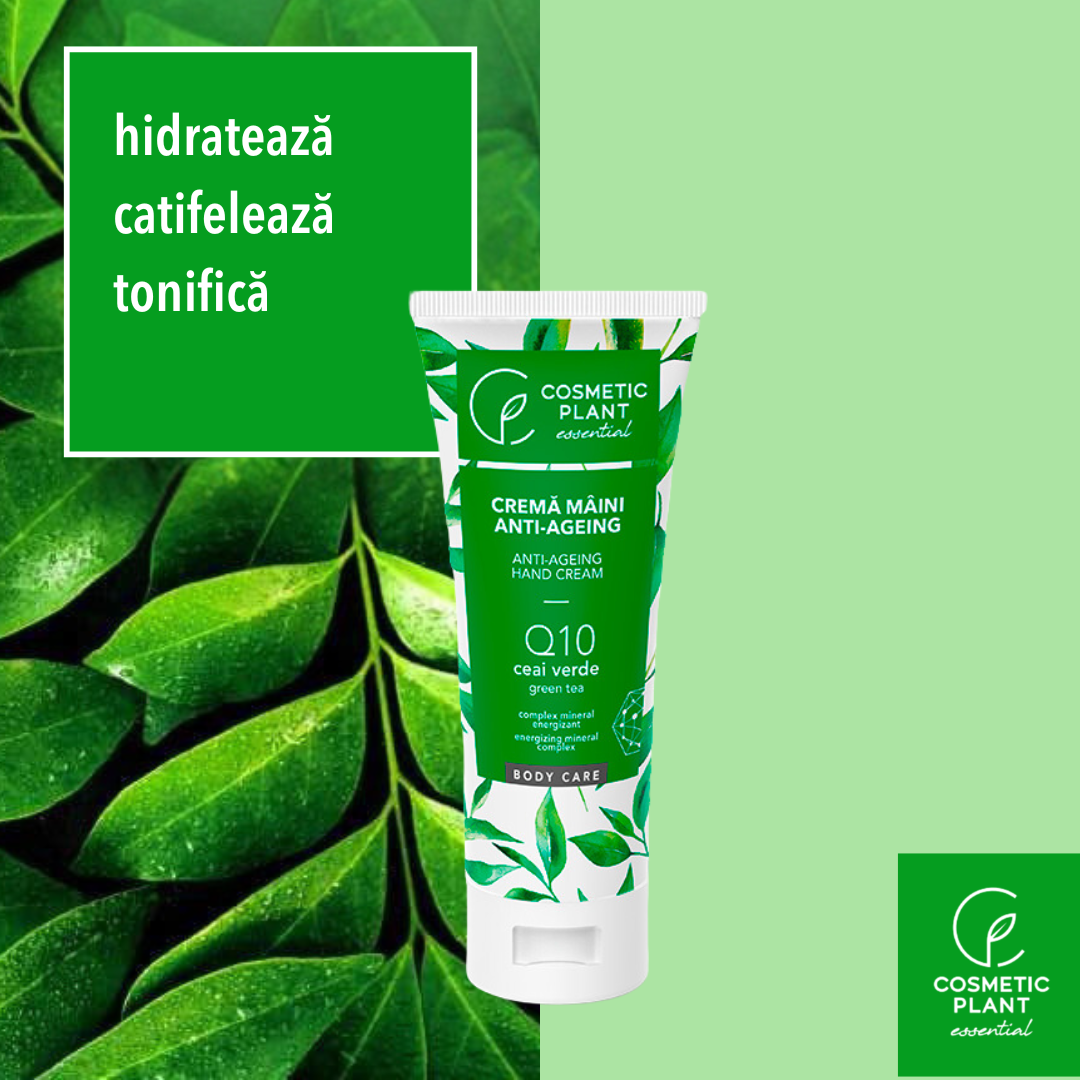 Cremă mâini anti-ageing Q10 + ceai verde și complex mineral energizant