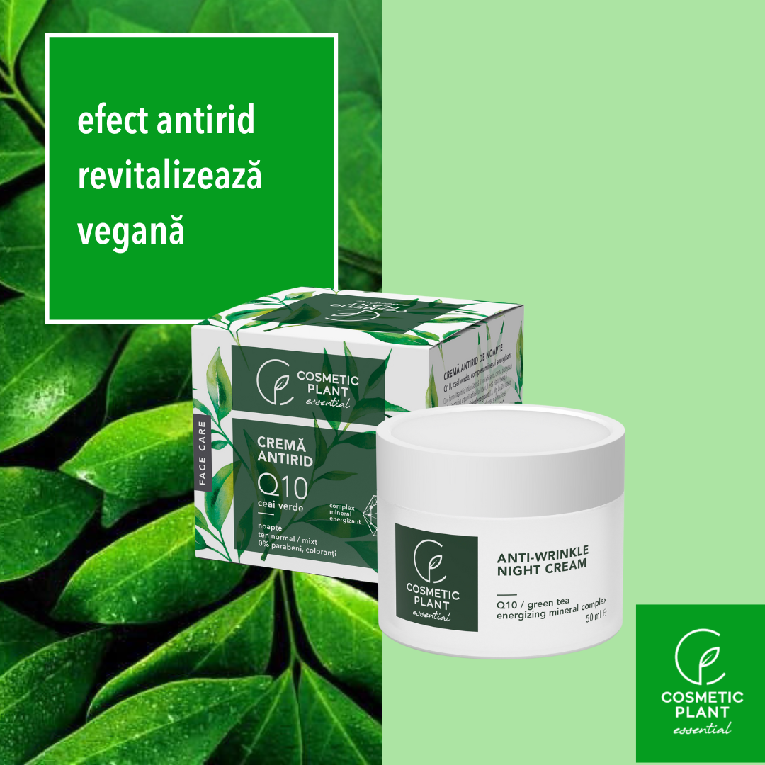 Cremă antirid de noapte Q10 + ceai verde și complex mineral energizant