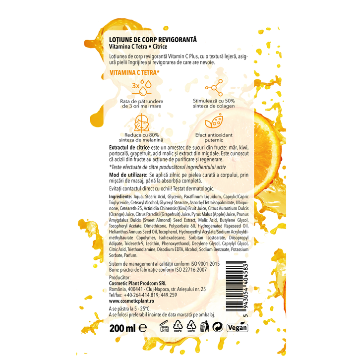 Loțiune de corp revigorantă Vitamin C Plus cu Vitamina C Tetra