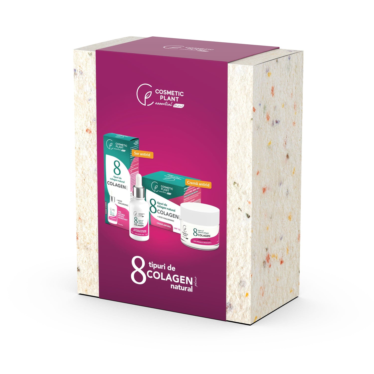 Set cadou COLAGEN Plus  - Cremă antirid de zi SPF 15 COLAGEN Plus – 50 ml + Ser antirid intens hidratant COLAGEN Plus 30 ml