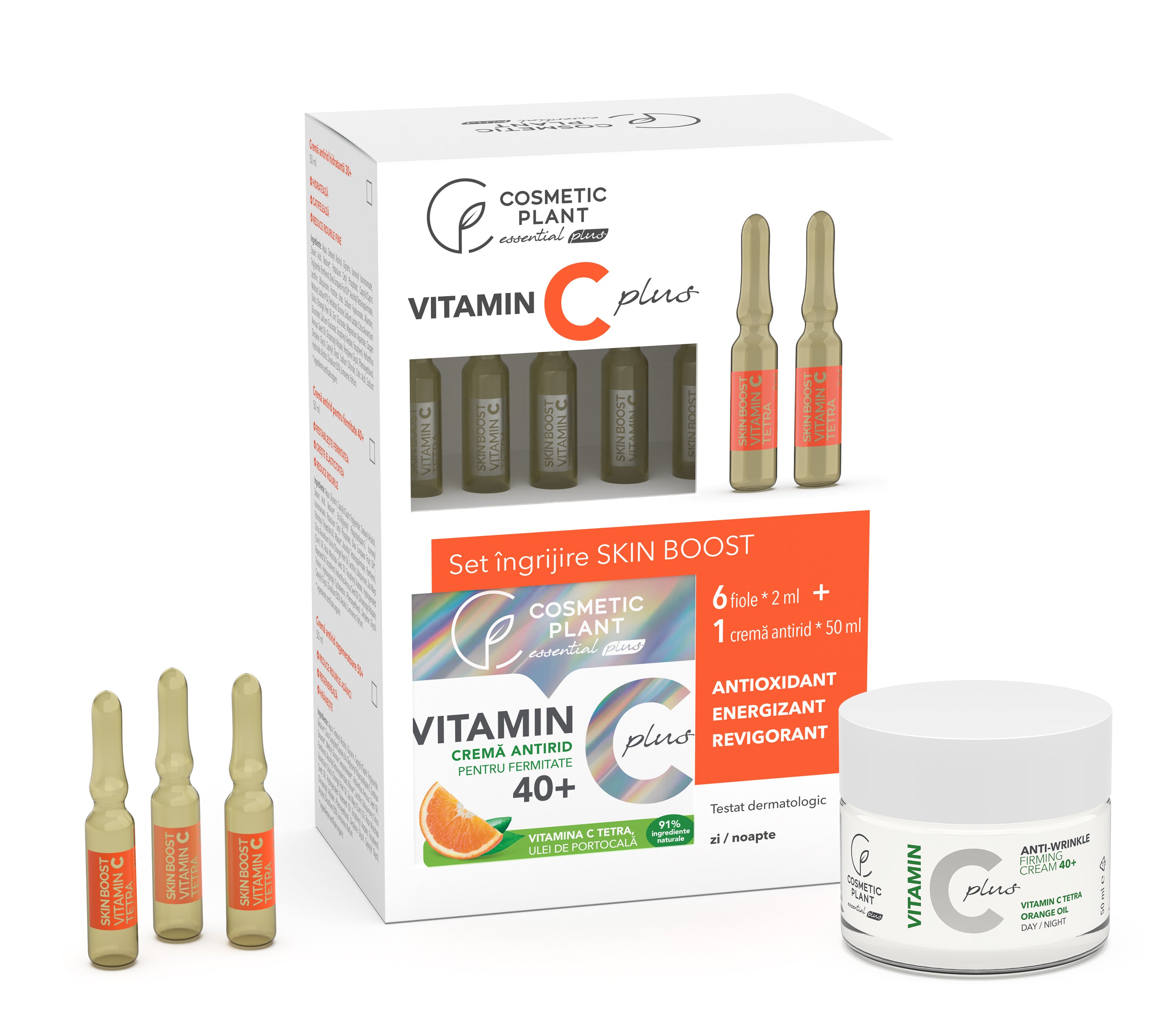 Set îngrijire Skin Boost 40+ | Fiole si crema cu Vitamina C Tetra