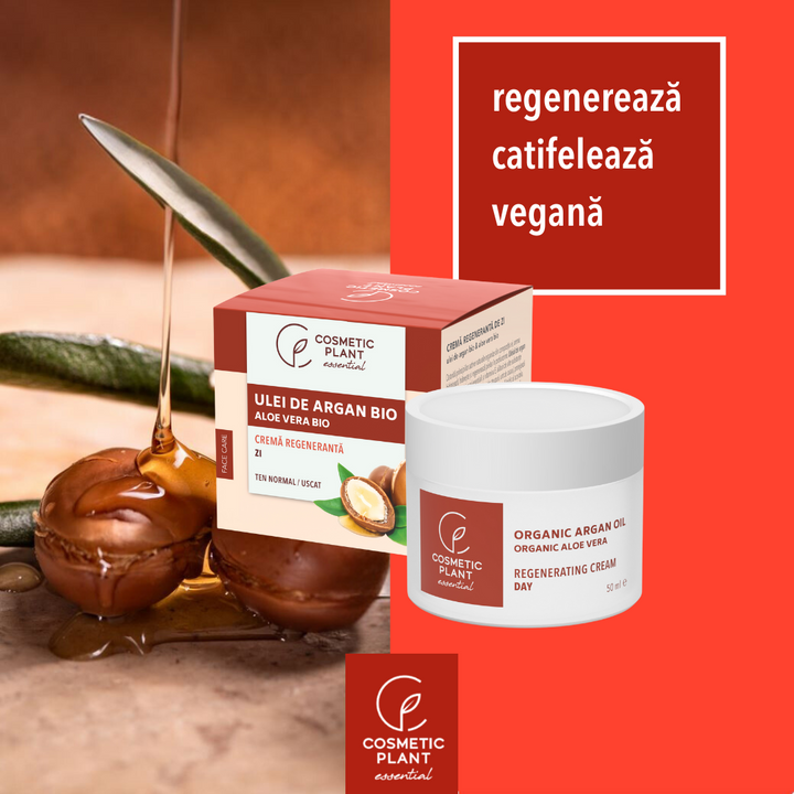 Cremă regenerantă de zi cu ulei de argan bio si extract bio de aloe vera