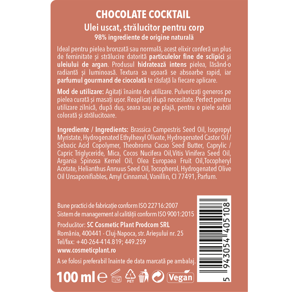 Ulei uscat strălucitor pentru corp Chocolate Cocktail