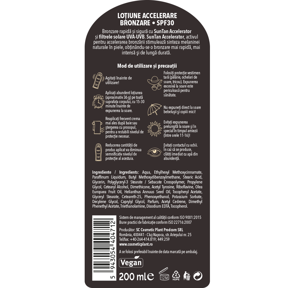 Loțiune Accelerare Bronzare SPF30