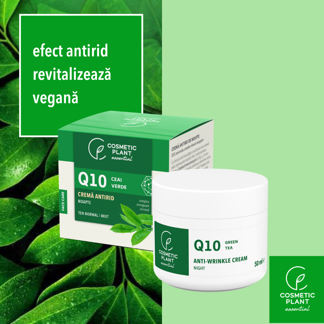 Cremă antirid de noapte Q10 + ceai verde și complex mineral energizant