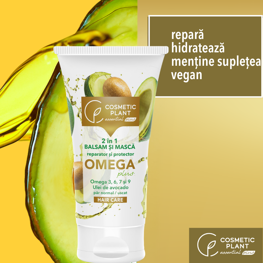 2 în 1 Balsam și mască reparator și protector OMEGA Plus cu Omega 3, 6, 7, 9 & ulei de avocado