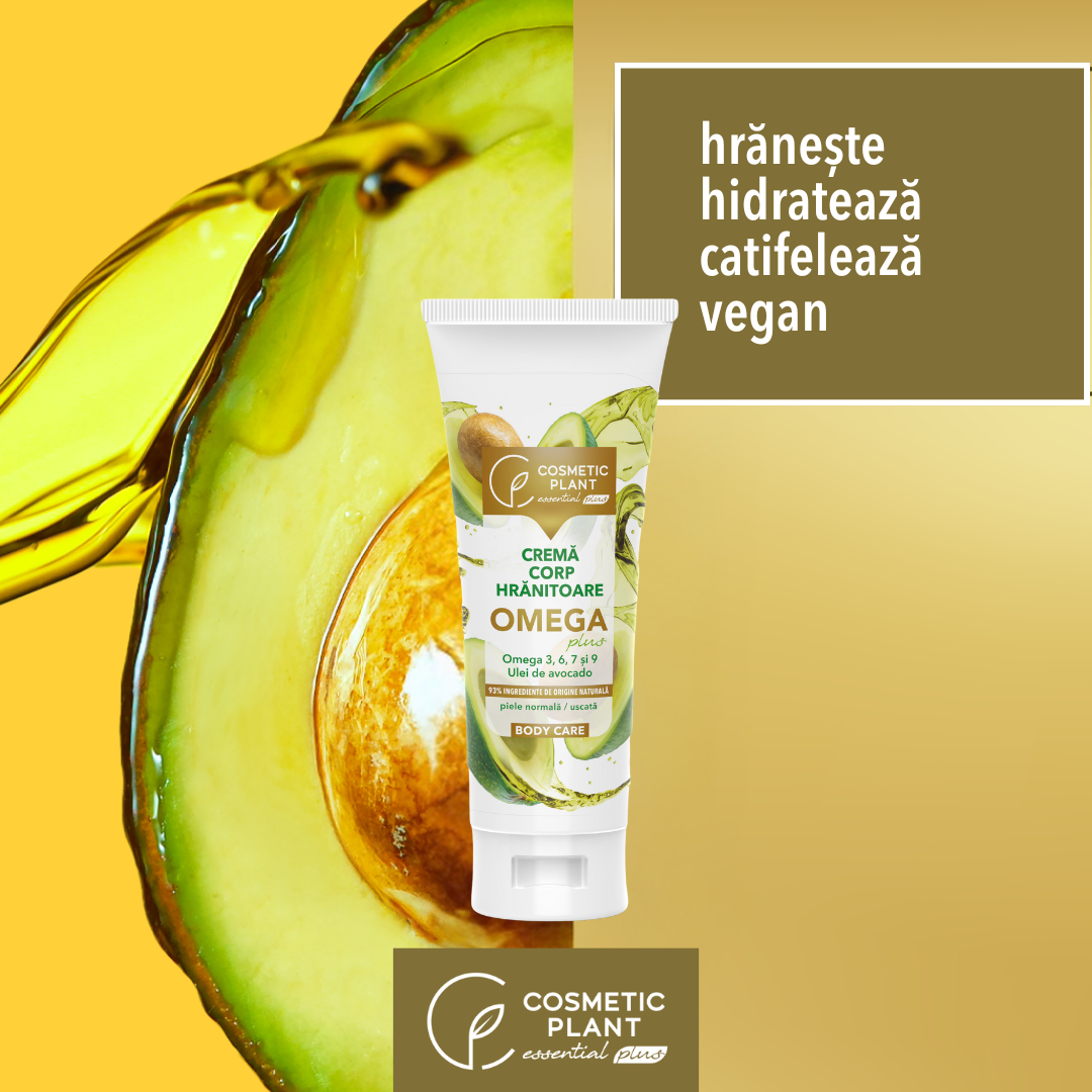 Cremă de corp hrănitoare OMEGA Plus cu Omega 3, 6, 7, 9 & ulei de avocado