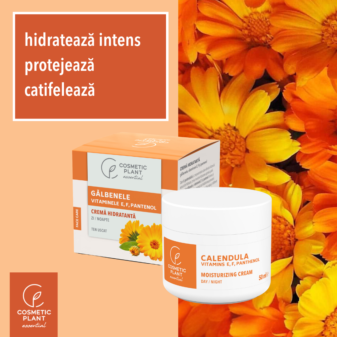 Cremă hidratantă cu gălbenele  şi vitaminele E, F și pantenol