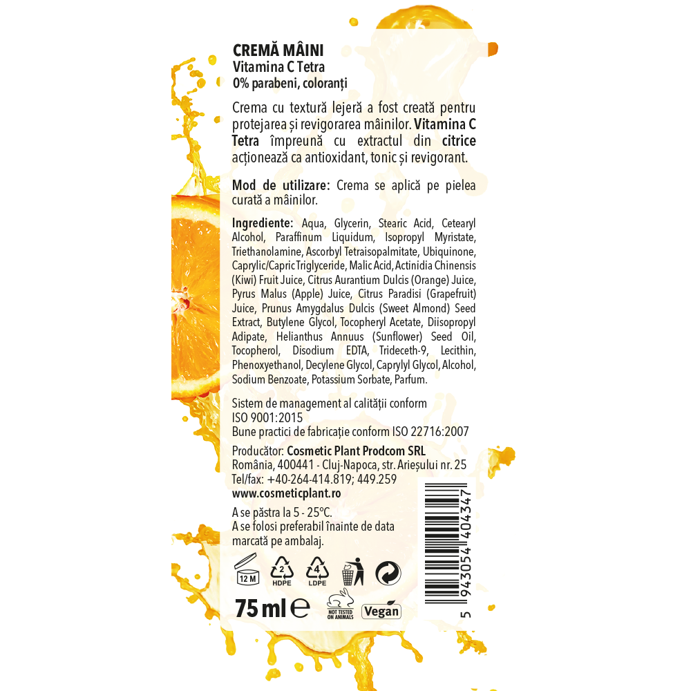 Cremă de mâini Vitamin C Plus cu Vitamina C Tetra