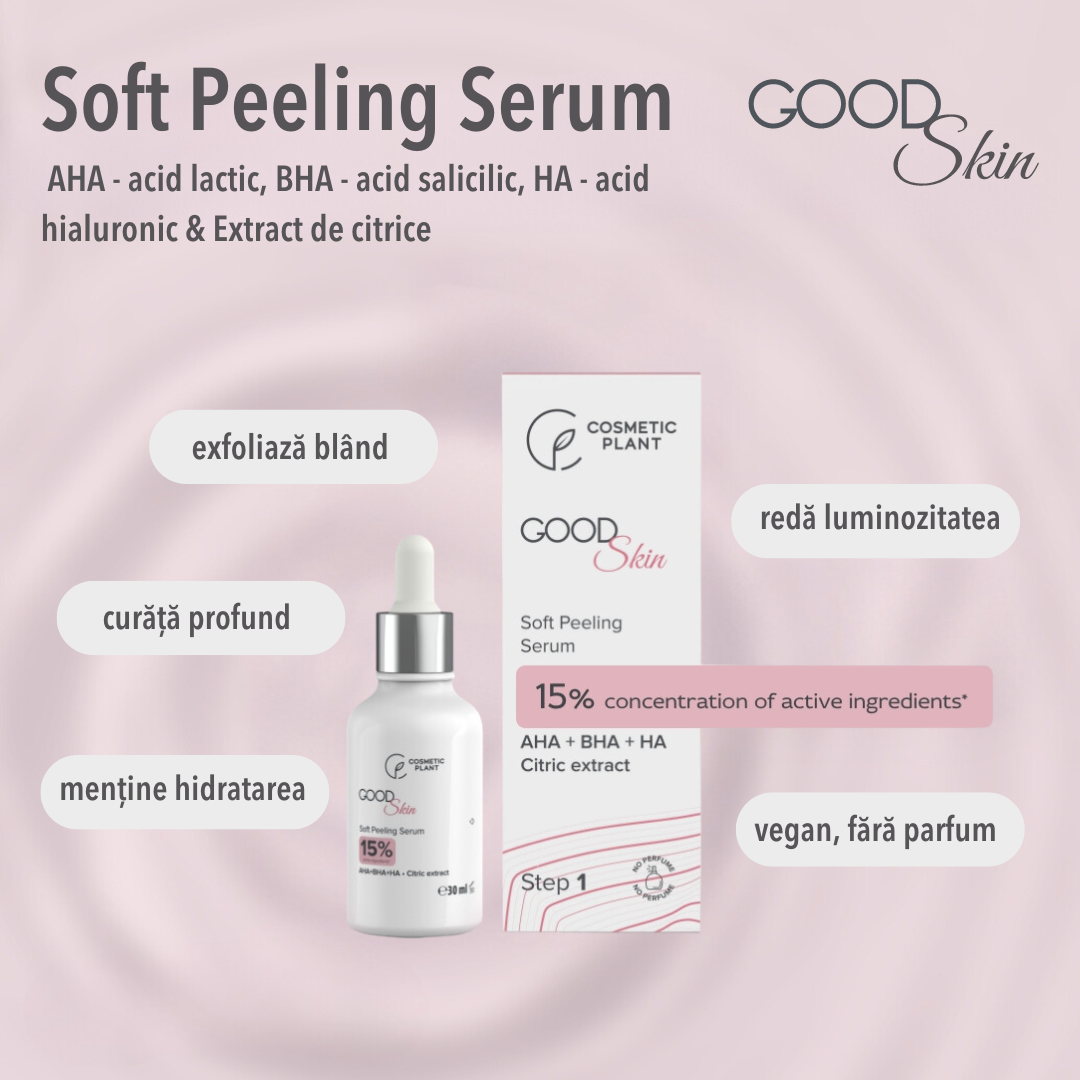 GOOD Skin - Soft Peeling Serum cu AHA+BHA+HA și Extract de citrice