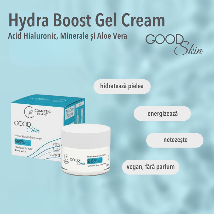 GOOD Skin – Hydra Boost Gel-Cream cu Acid Hialuronic, Minerale și Aloe Vera