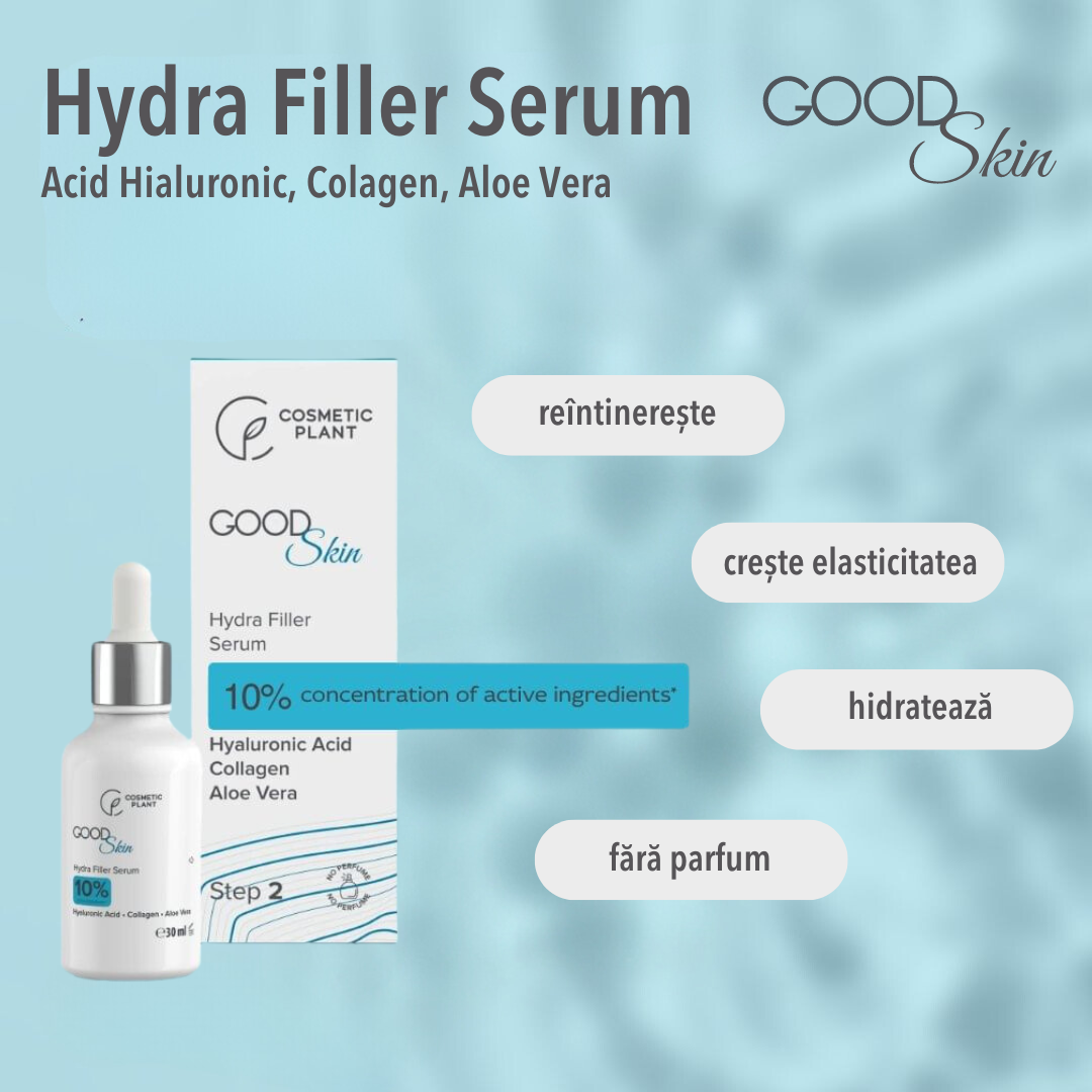 GOOD Skin - Hydra Filler Serum cu Acid hialuronic, Colagen și Aloe Vera