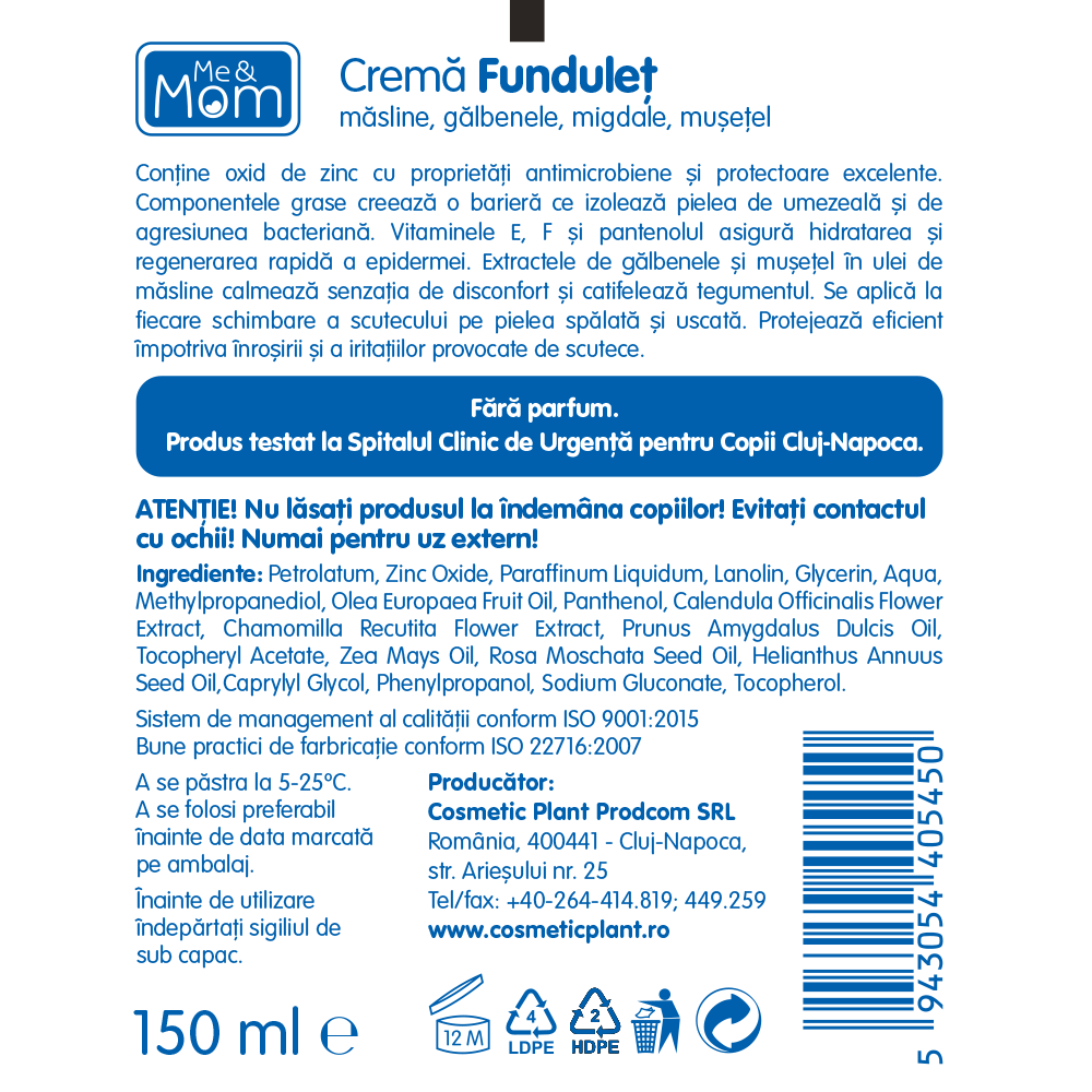 Cremă funduleţ Me&Mom, 150 ml