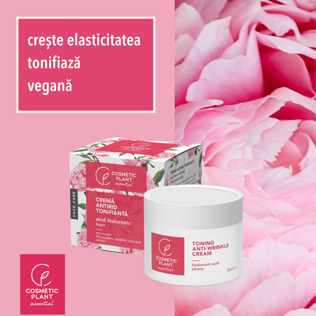 Cremă antirid tonifiantă cu acid hialuronic & bujor