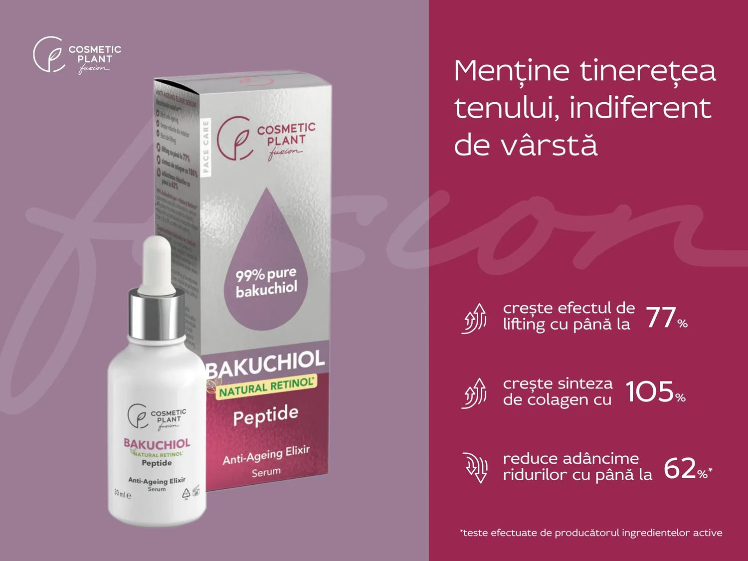 BAKUCHIOL – Anti-Ageing Elixir Serum cu Bakuchiol 99% puritate (Natural Retinol*) și Peptidă