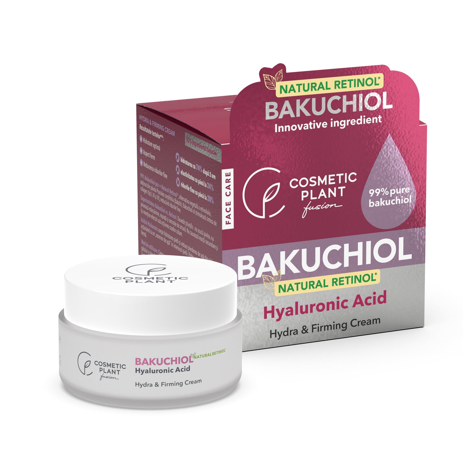 BAKUCHIOL – Hydra & Firming Cream cu Bakuchiol 99% puritate (Natural Retinol*) și Acid Hialuronic