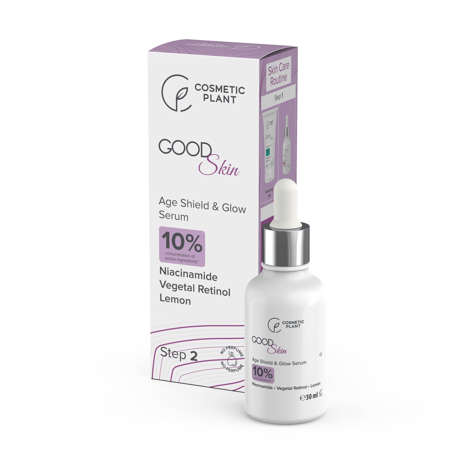 GOOD Skin – Age Shield & Glow Serum cu Niacinamidă, Vegetal Retinol și Extract de lămâie