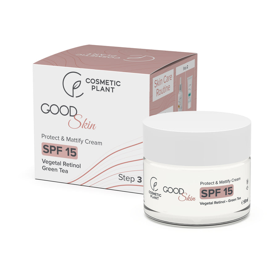 GOOD Skin – Protect & Mattify Cream cu SPF 15, Vegetal Retinol și Ceai Verde