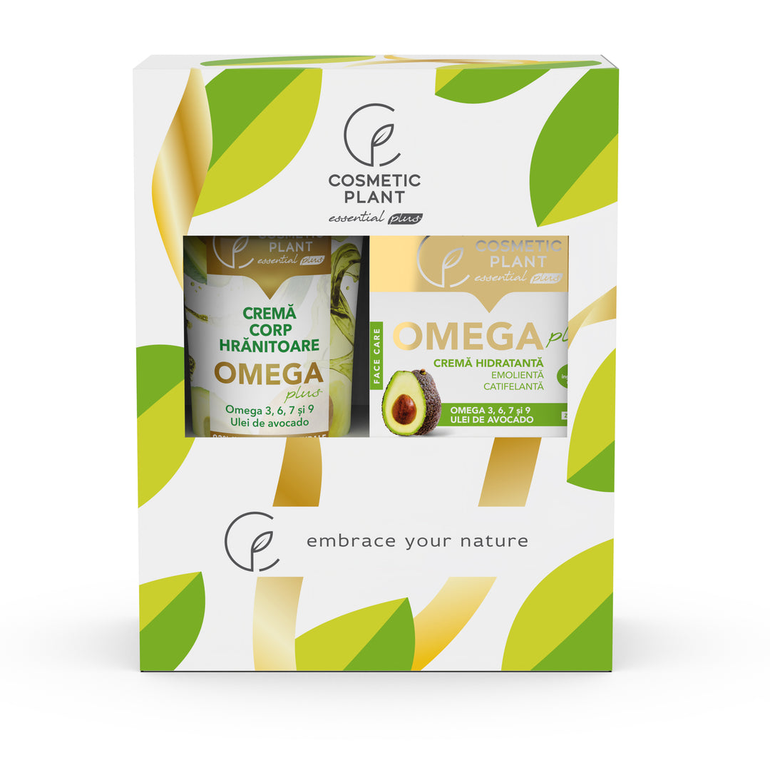 Set cadou OMEGA Plus  - Cremă hidratantă emolientă și catifelantă OMEGA Plus – 50 ml + Cremă de corp hrănitoare OMEGA Plus – 200 ml