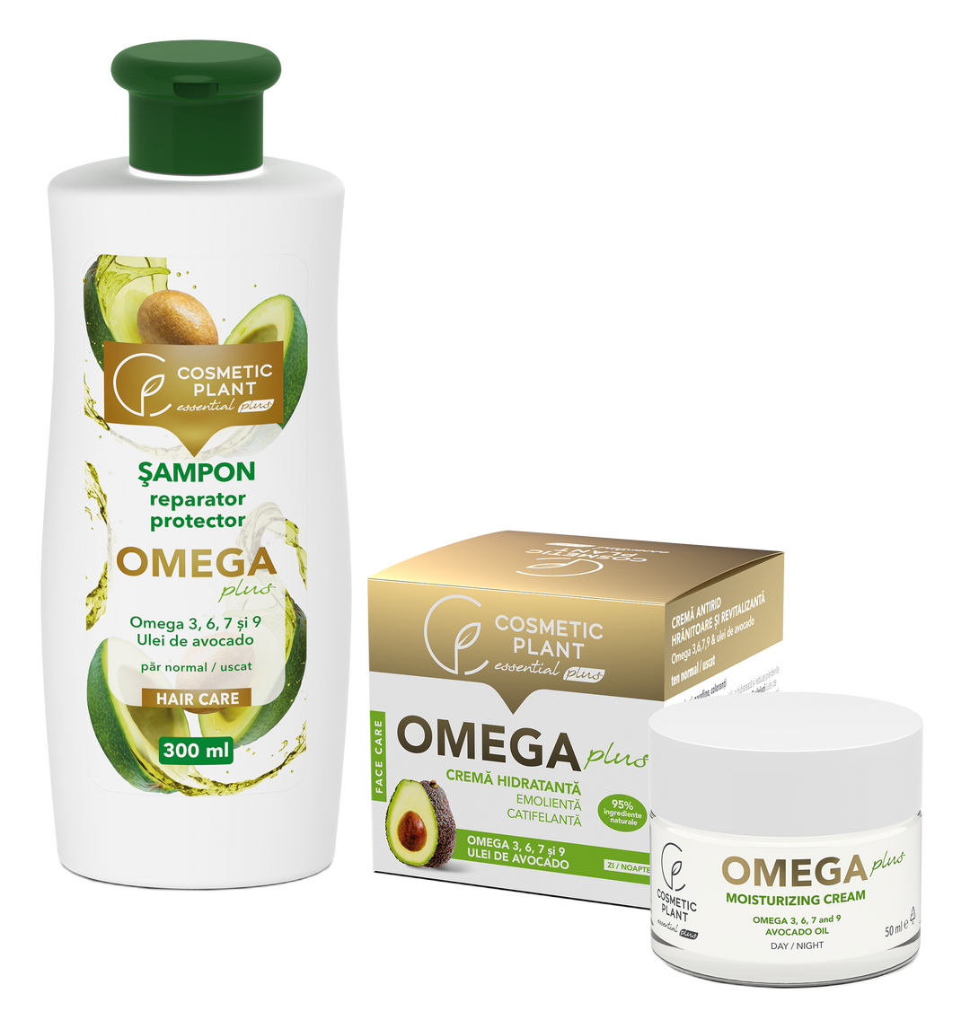 Kit OMEGA Plus: cremă hidratantă & șampon