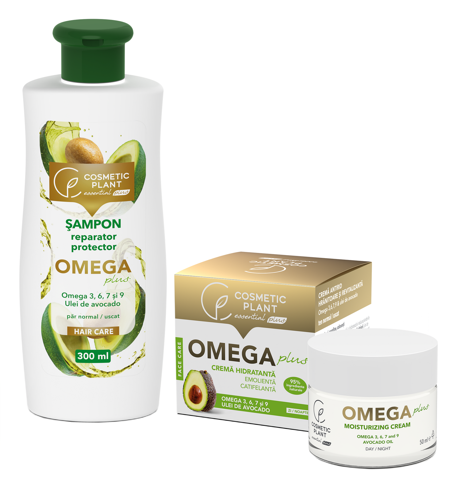 Kit OMEGA Plus: cremă hidratantă & șampon